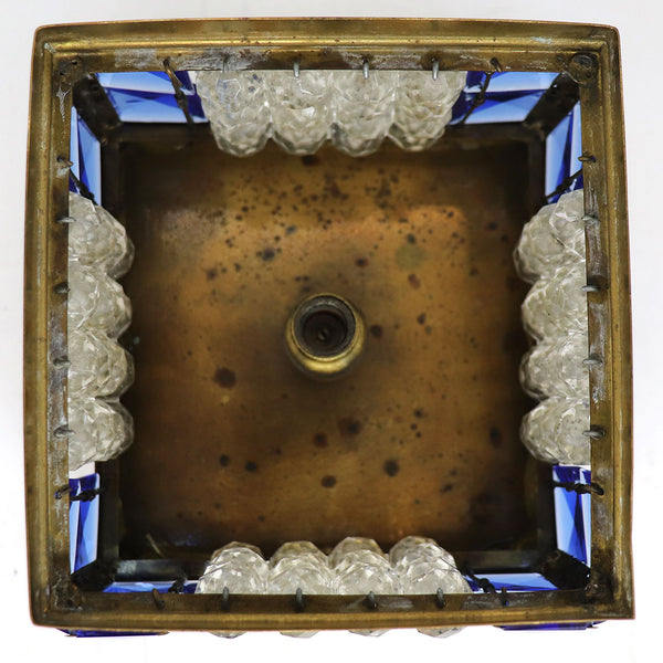 Vintage Czech Brass, Beaded Glass Fruit Basket Table Lamp