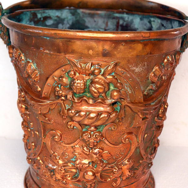 German G.W.V. Jr. Renaissance Revival Copper Repousse Bucket