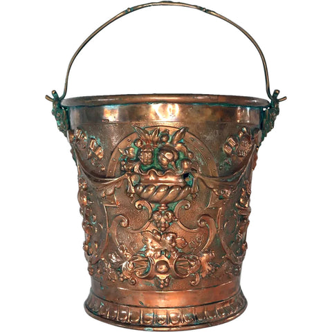 German G.W.V. Jr. Renaissance Revival Copper Repousse Bucket