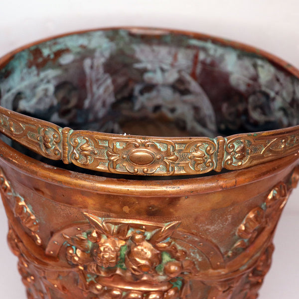 German G.W.V. Jr. Renaissance Revival Copper Repousse Bucket