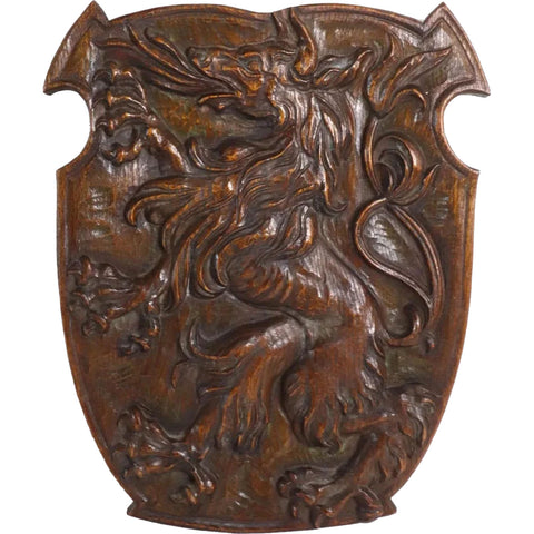 English Carved Oak Coat of Arms Wall Plaque