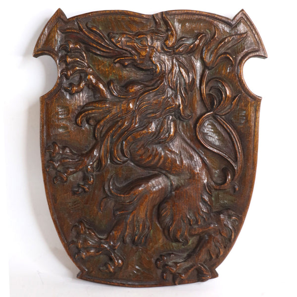 English Carved Oak Coat of Arms Wall Plaque
