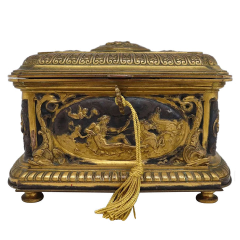 French Renaissance Revival Gilt Bronze Jewelry Casket Box