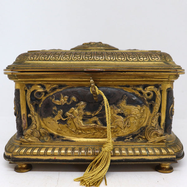 French Renaissance Revival Gilt Bronze Jewelry Casket Box