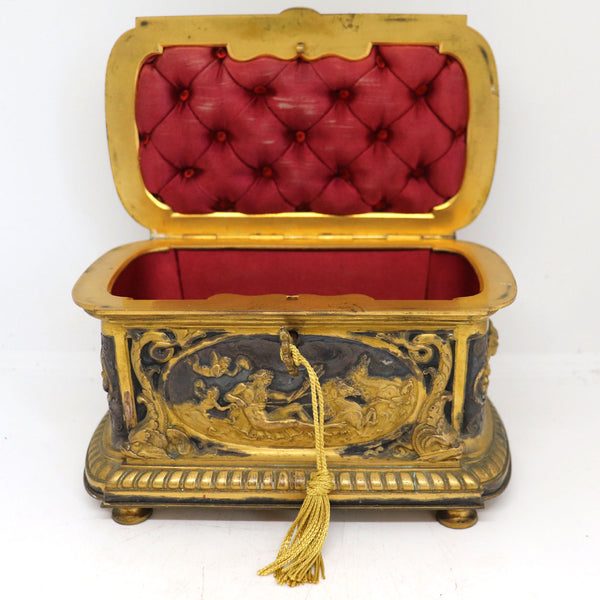 French Renaissance Revival Gilt Bronze Jewelry Casket Box