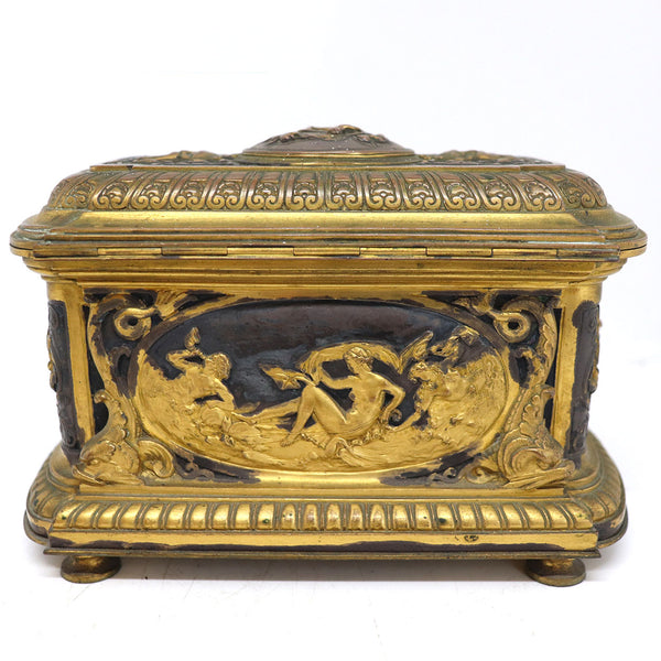 French Renaissance Revival Gilt Bronze Jewelry Casket Box