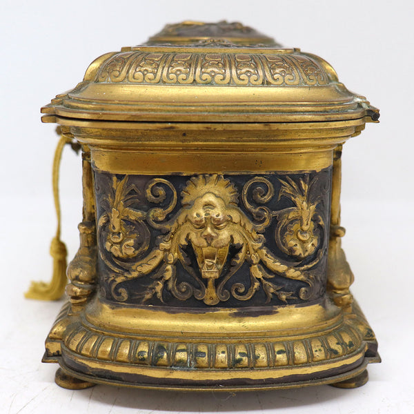 French Renaissance Revival Gilt Bronze Jewelry Casket Box