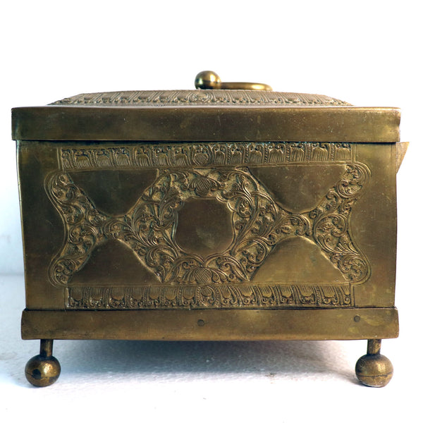 Anglo Indian Chased Brass Casket Desk Box