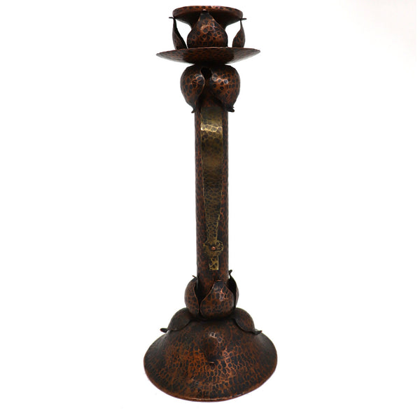 American Arts and Crafts Hammered Copper Two-Handle Candlestick