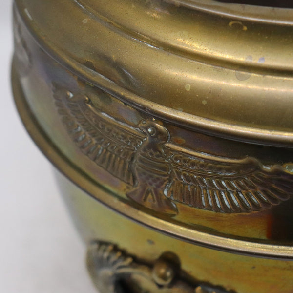 Vintage English Egyptian Revival Brass Footed Planter Urn