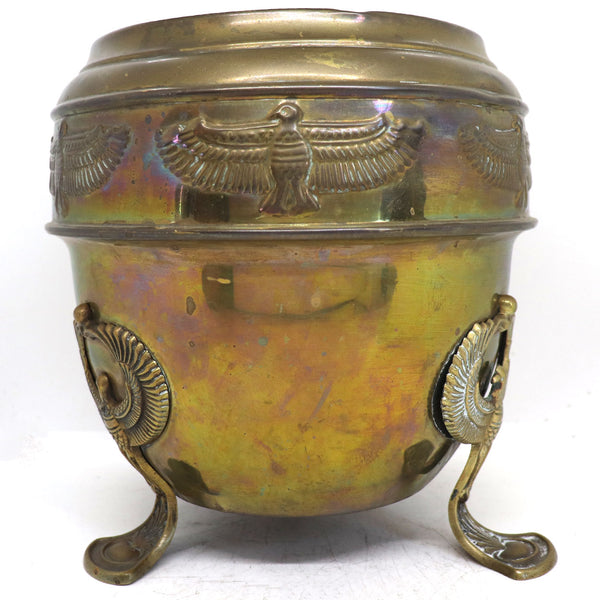 Vintage English Egyptian Revival Brass Footed Planter Urn
