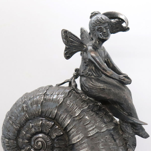 American Middletown Plate Co. Aesthetic Movement Silverplate Fairy and Nautilus Bowl