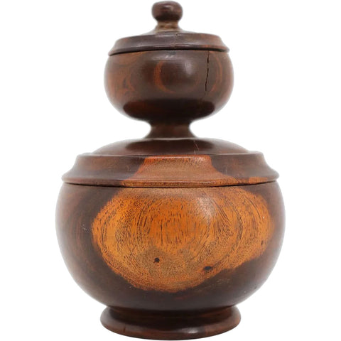 English Georgian Treen Laburnum Wood Two-Part Jar or Box