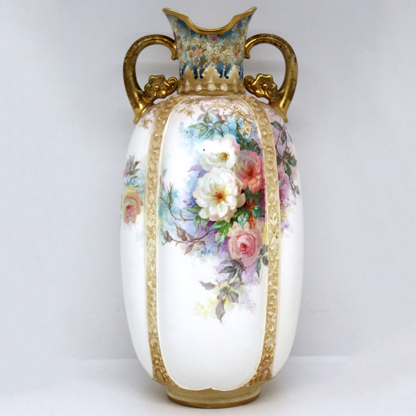 English Royal Doulton George White Hand Painted Porcelain Vase