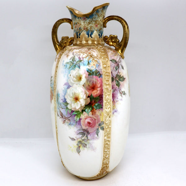 English Royal Doulton George White Hand Painted Porcelain Vase