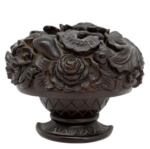 American Mahogany Carved Floral Urn Finial Ornament