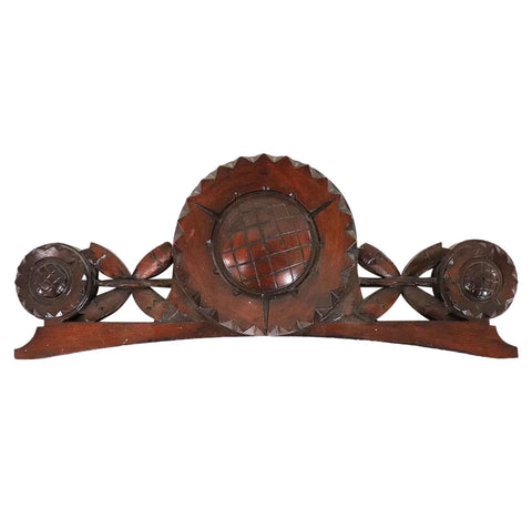 American Eastlake Walnut Sunflower Furniture Mount Cornice