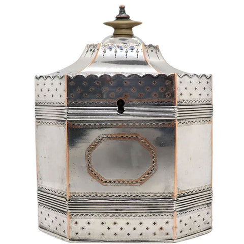 English Sheffield Plate Octagonal Tea Caddy