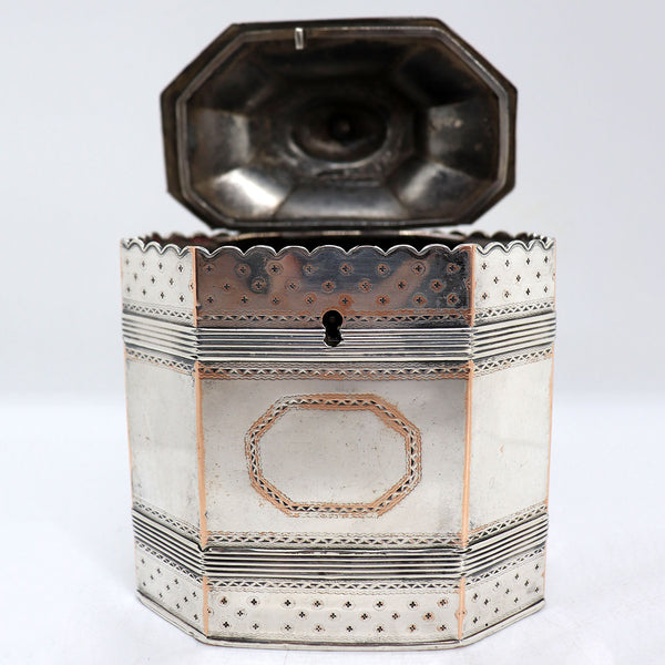 English Sheffield Plate Octagonal Tea Caddy