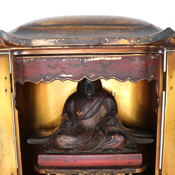 Japanese Gilt and Black Lacquer Altar Cabinet Buddhist Shrine (Butsudan)