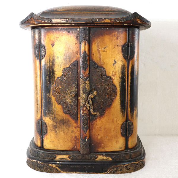 Japanese Gilt and Black Lacquer Altar Cabinet Buddhist Shrine (Butsudan)