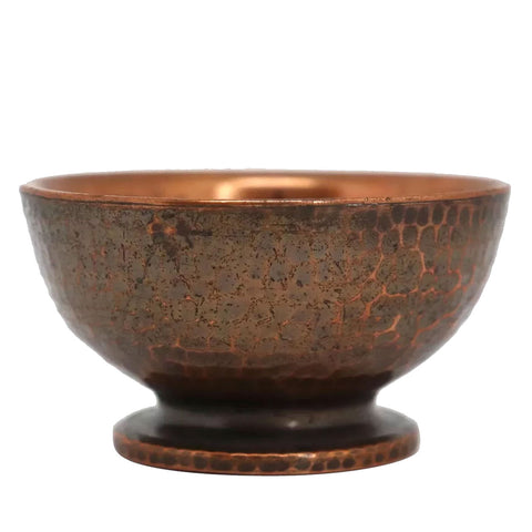 Small American Roycroft Hammered Patinated Copper Footed Bowl