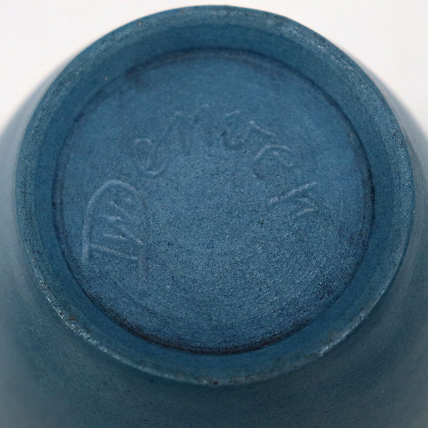Small Vintage American Denver White Pottery Semi-Matte Blue Glaze Vase