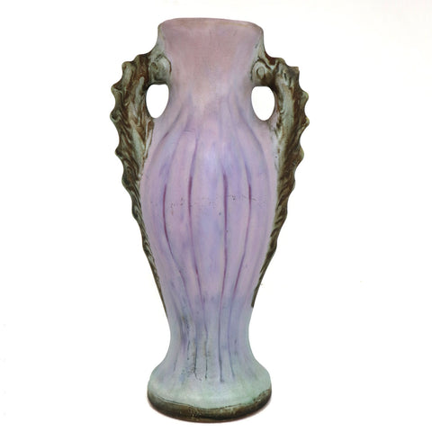 Rare American Weller Pottery Sabrinian Seahorse Matte Glaze Two-Handle Vase