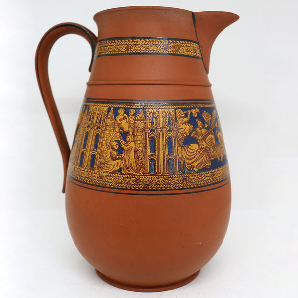 English Prattware Enamelled Terracotta Pottery Neoclassical Pitcher