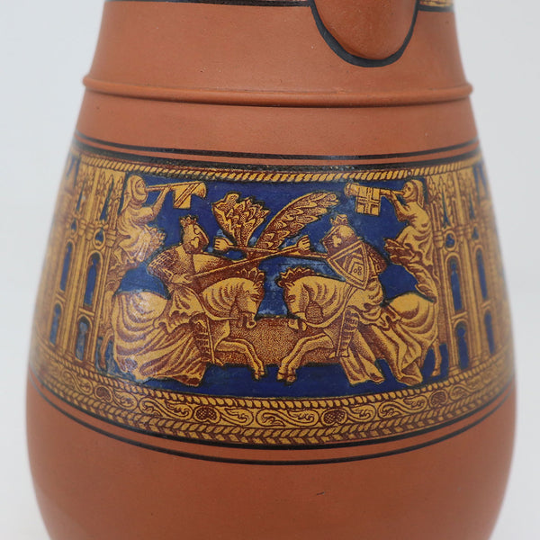 English Prattware Enamelled Terracotta Pottery Neoclassical Pitcher