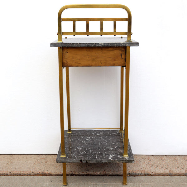 Austrian Vienna Secessionist Josef Hoffmann Marble, Hammered Brass Side Table