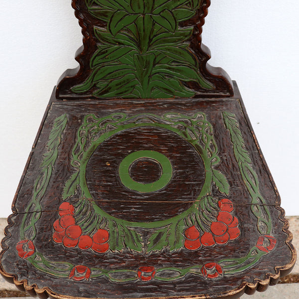 German/Austrian Art Nouveau Painted Pine Floral Hall Side Chair