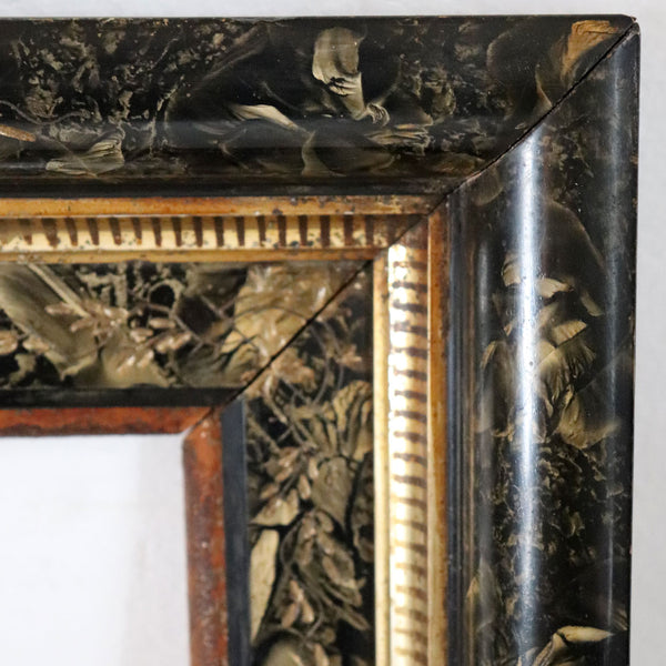 American Eastlake Gilt and Black Faux Marble Framed Wall Mirror