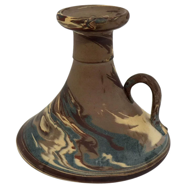 American Niloak Stoneware Pottery Marbled Mission Swirl Candleholder