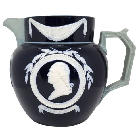 English Copeland Late Spode George Washington Pottery Relief Molded Pitcher