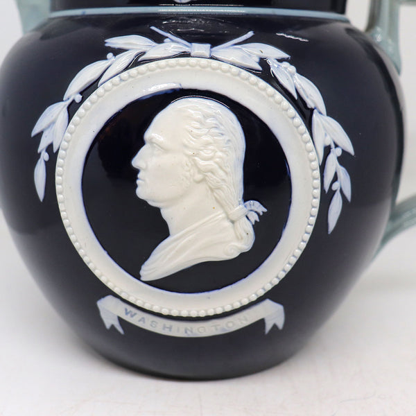 English Copeland Late Spode George Washington Pottery Relief Molded Pitcher