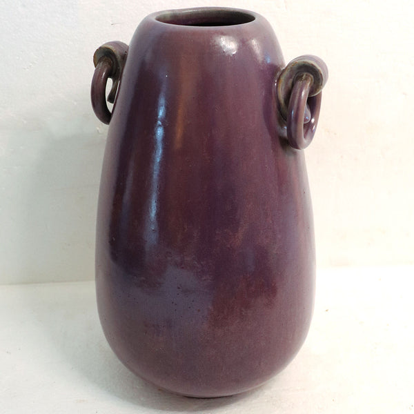 American Fulper Pottery Wisteria Flambe Glaze Ring Handle Vase