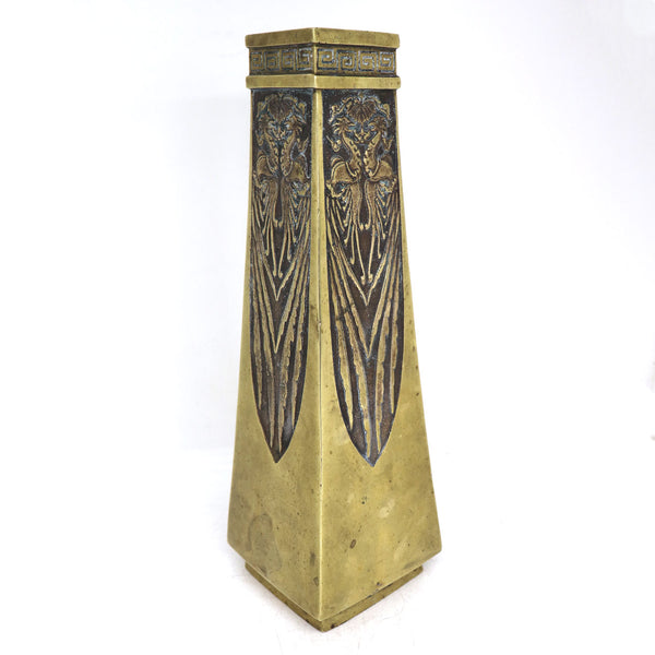 Japanese Art Nouveau Brass Vase as a Table Lamp Base