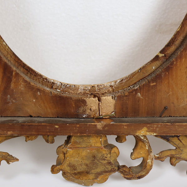 Italian Gilt Gesso Reticulated Oval Reserve Framed Mirror