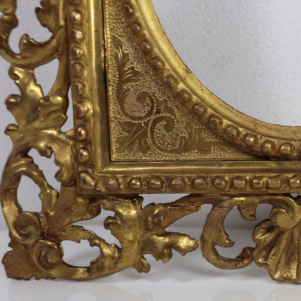 Italian Gilt Gesso Reticulated Oval Reserve Framed Mirror