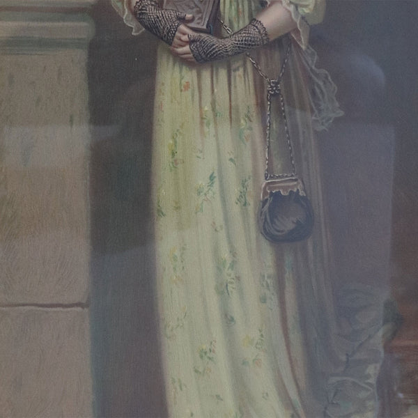 JANE MARIA BOWKETT Chromolithograph Print, Portrait of a Lady Descending the Stairs