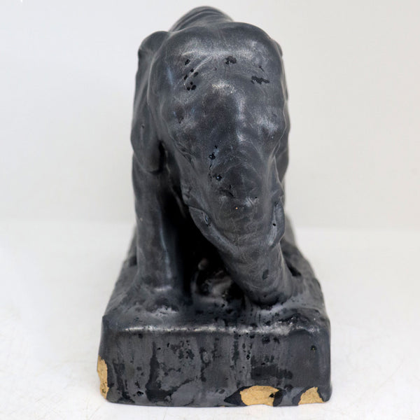 American Northwestern Terracotta Co. Black Glazed Elephant Doorstop