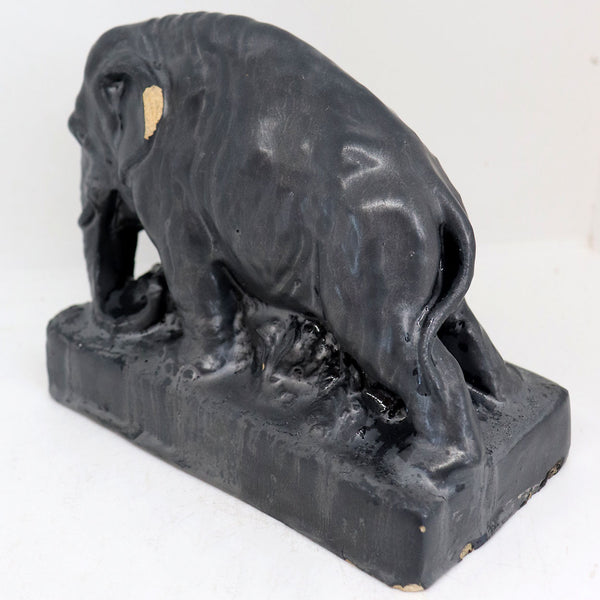 American Northwestern Terracotta Co. Black Glazed Elephant Doorstop