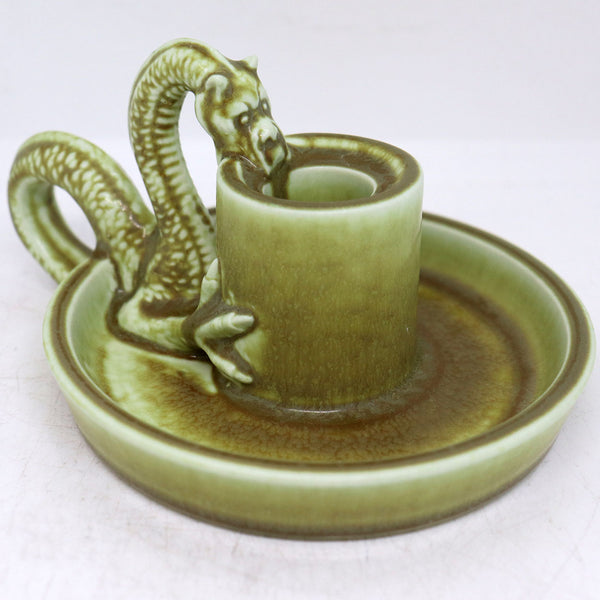 Vintage American Rookwood Pottery Dragon Green Candlestick