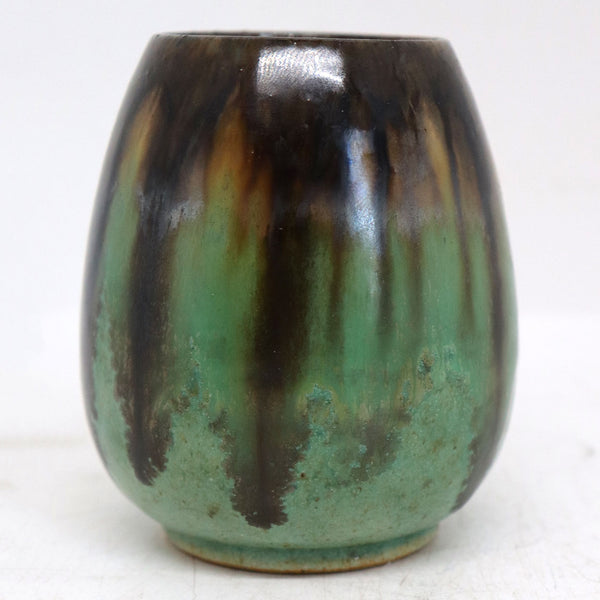 Early American Fulper Vasekraft Green Flambe Pottery Cabinet Vase