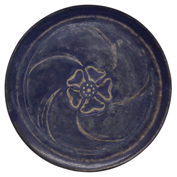 American Early Van Briggle Earthenware Pottery Matte Purple Wild Rose Plate