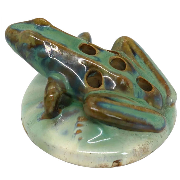 American Fulper Pottery Green Glaze Frog-Form Flower Frog