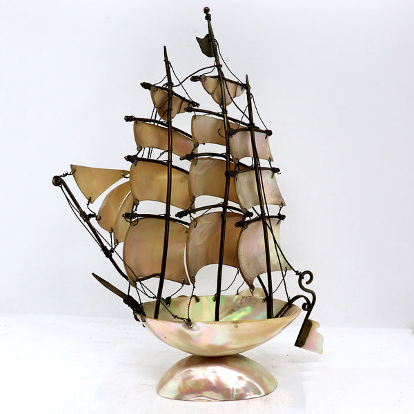 French Napoleon III Mother-of-Pearl Shell Three-Mast Ship Model