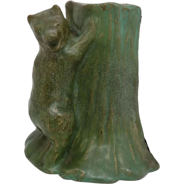 Scarce Pair of American Van Briggle Pottery Green Climbing Bear Bookends