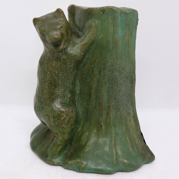 Scarce Pair of American Van Briggle Pottery Green Climbing Bear Bookends